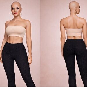 Textured High Waisted Scrunch Butt Compression Leggings Black Women’s Large NWOT